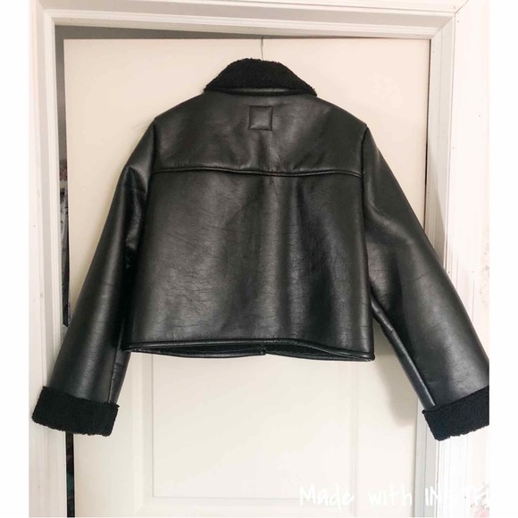 Zara Faux Leather Lined with Faux Shearling Jacket - Picture 15 of 16